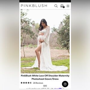 Pink blush ivory lace maternity photo shoot dress size s